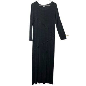 Vintage Long Sleeve Slinky Acetate Stretch Maxi Dress Women M Goth Minimalist 90